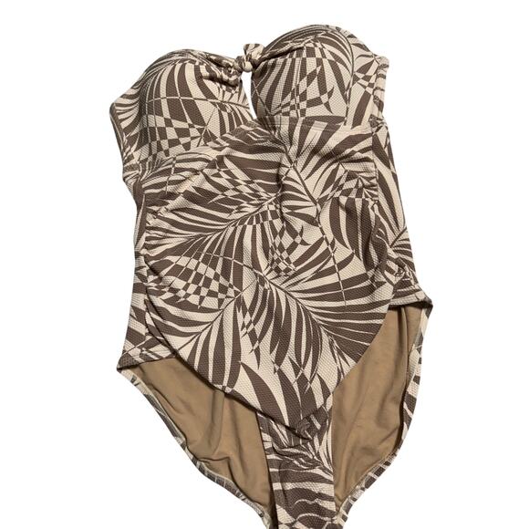 Kona Sol Neutral Palm Leaves One Piece Swimsuit XL 16 - Picture 1 of 6
